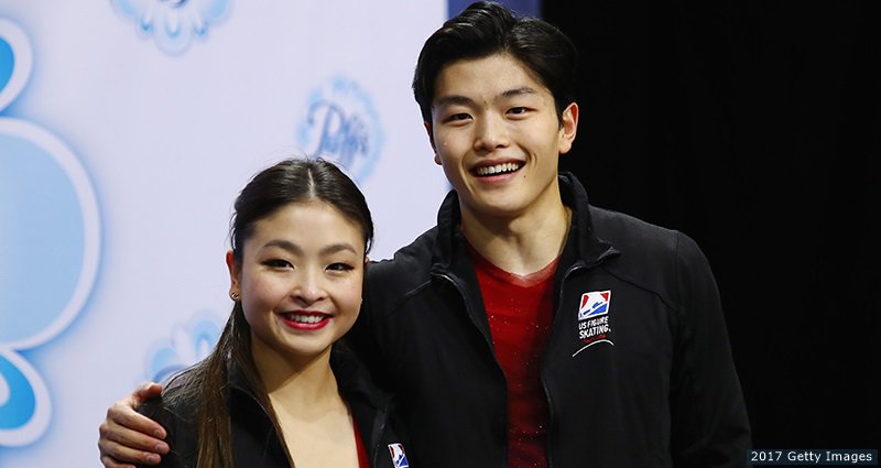 Maia Shibutani and Alex Shibutani pose for a photo after competing in the free dance at the 2017 Bridgestone Skate America on Nov. 26, 2017 in Lake Placid, N.Y.
