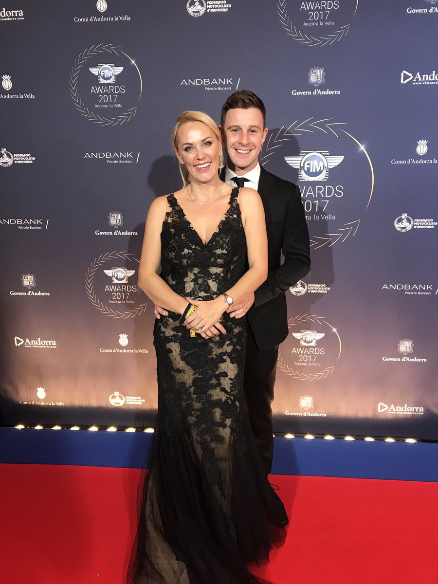 jonathanrea's tweet photo. My wife and my best friend @tatiarea! The best example of 'team work makes the dream work!' Another great evening at #fimawards #jr3peat https://t.co/tDpqBSL4oO