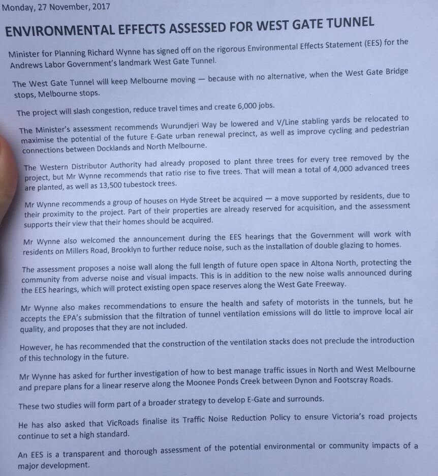 Clay Lucas (@claylucas) on Twitter photo Planning minister <a href="/rwynnemp/">Hon Richard Wynne</a> signs off on Transurban’s #westgatetunnel despite concerns over impacts and case for road. Planning minister <a href="/rwynnemp/">Hon Richard Wynne</a> signs off on Transurban’s #westgatetunnel despite concerns over impacts and case for road.