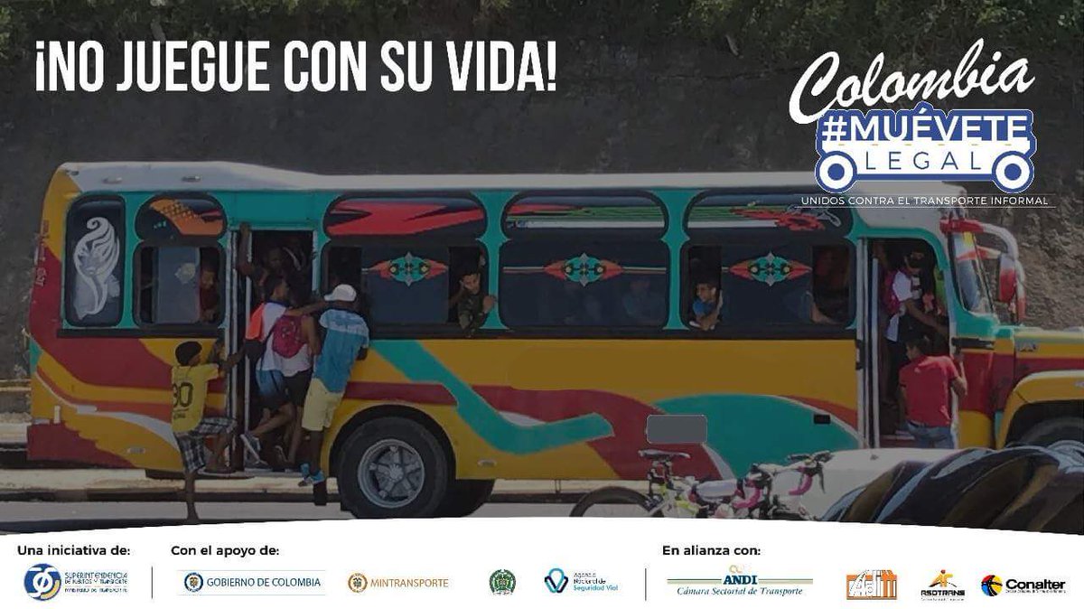 Supertransporte's tweet photo. A los transportadores informales no les importa su seguridad… ¡ni pólizas de seguro tienen! Y si se accidenta, ¿quién le va a responder? ¡Colombia, #MuéveteLegal!🚗 https://t.co/8oAE704xVQ