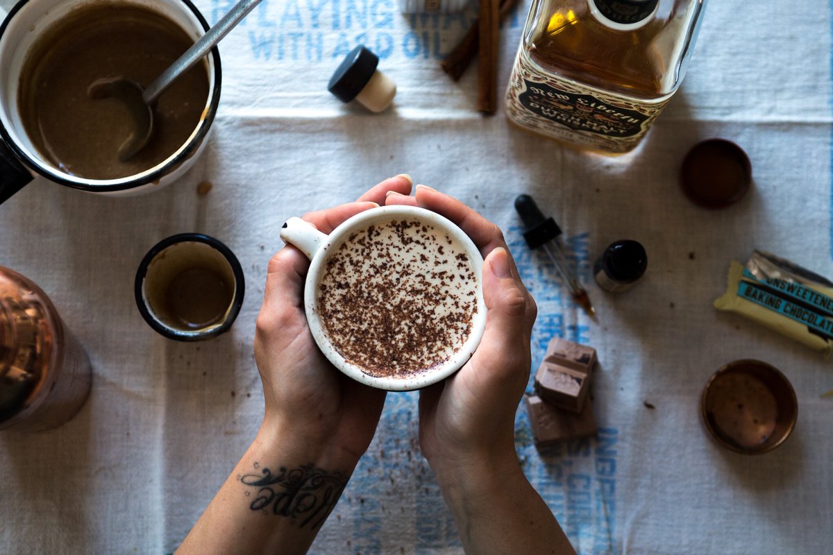 LukeDarigan's tweet photo. Cinnamon sweetened condensed milk + @NewLibertyDist Dutch Malt Whiskey + coffee + chocolate shavings + Dram Black bitters #jennfriberg https://t.co/9ikZeTTxfn