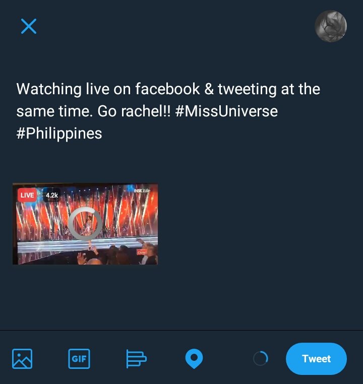 aeontrash's tweet photo. Watching live on facebook &amp; tweeting at the same time. Go rachel!! #MissUniverse #Philippines https://t.co/Zn0gpm3h5a