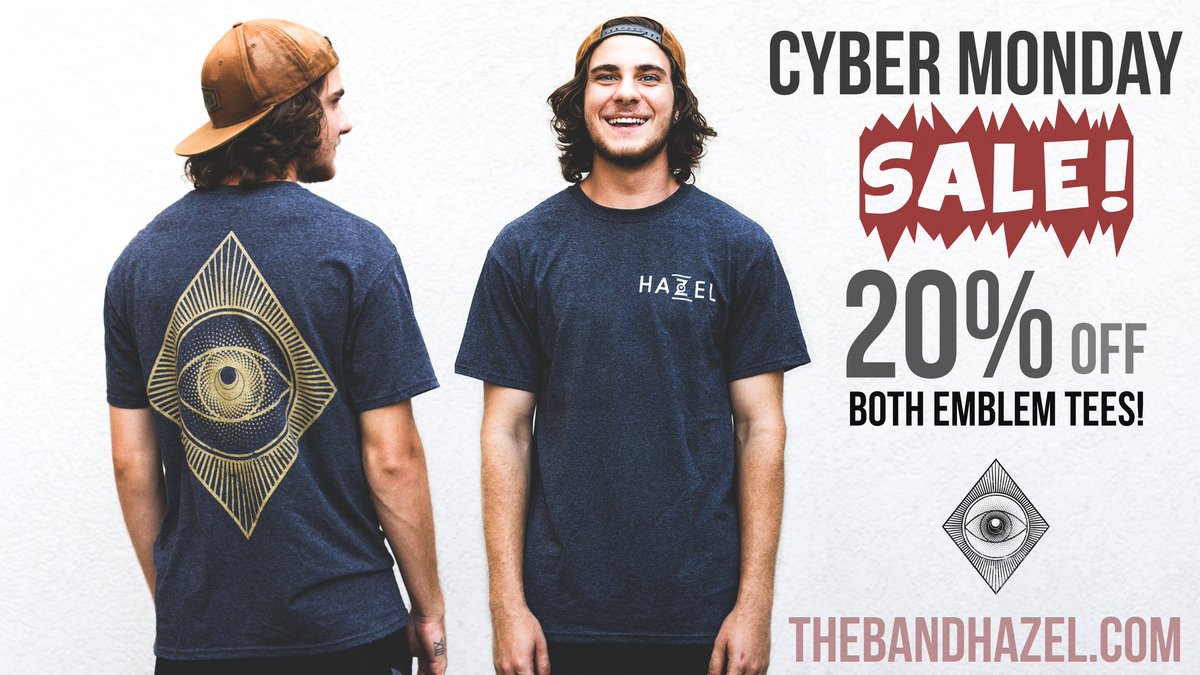 thebandhazel's tweet photo. Our emblem tees are on sale today and tomorrow! Head to https://t.co/ytYHHArLPx now to grab one! https://t.co/XCAWrl5WbW