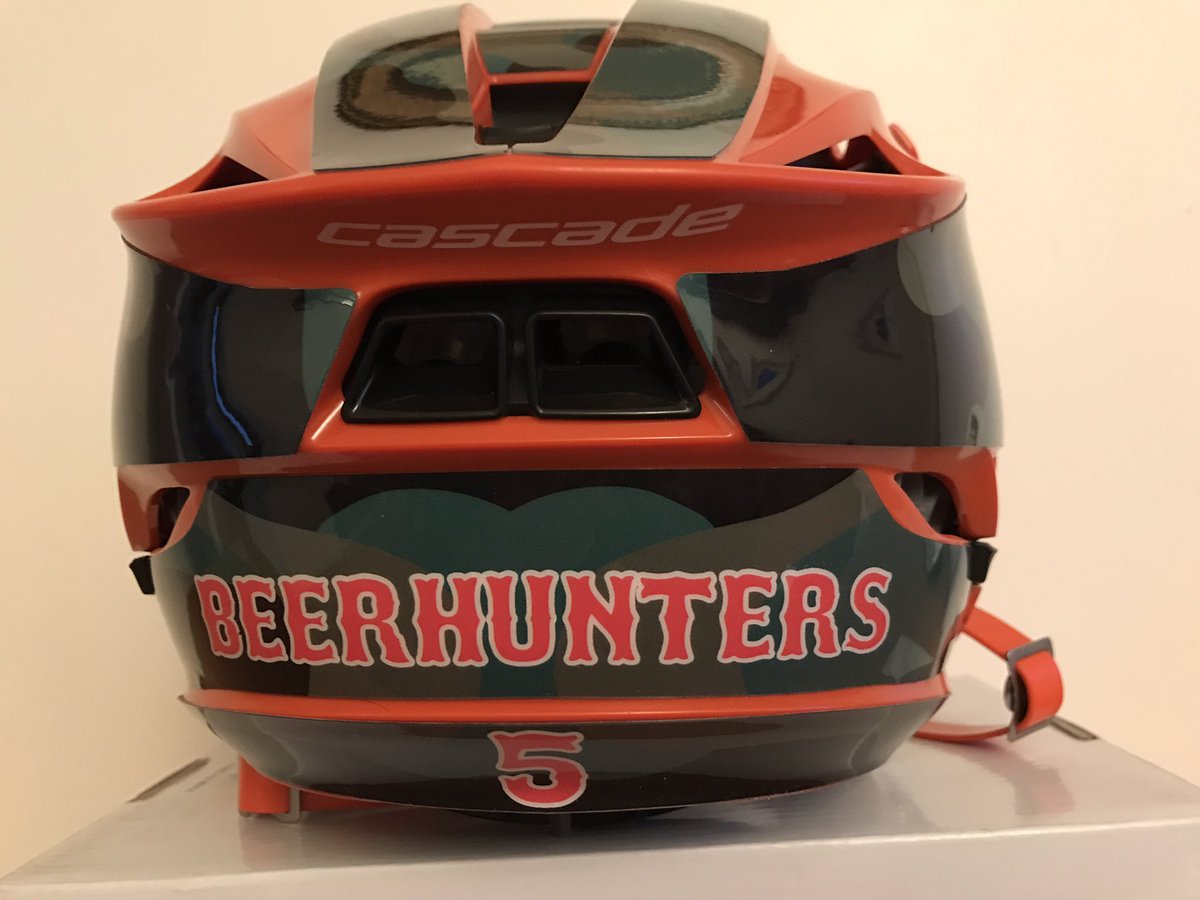 BEERHUNTERLAX's tweet photo. Thank you @Head_Wrapz for the custom decals for my @CascadeLacrosse helmet.They turned out great and awesome customer service #LookGoodPlayGood #Cascade S #BeerHuntersLax #HeadWrapz https://t.co/lDTfYSn51V