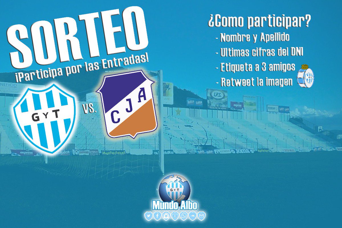 mundoalbook's tweet photo. #SorteoMundoAlbo // ¡SE VIENE EL CLÁSICO Y VOS NO PODES QUEDARTE AFUERA!
#MundoAlbo te regala 2 entradas para que disfrutes y seas parte de un clásico que definirá el futuro de #Gimnasia.
👉Participando en nuestras distintas redes sociales tenés triple chance! https://t.co/giWUF5Edam