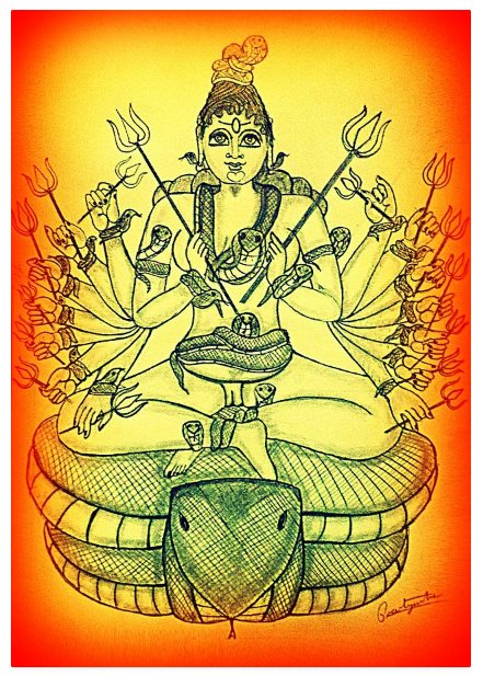 Here is a sketch of Goddess Durga with 16 hands. This form of Goddess is decorated with snakes and She carries trident in all her hands.
#KnowYourDeity #KnowTheShakti
ow.ly/jDyC30gF0Bl