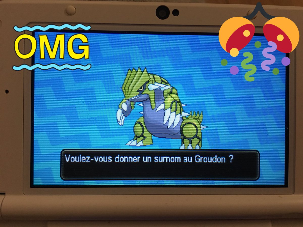 pokecave's tweet photo. #UltraSoleil #Groudon #shinytime #pokemon 344 resets !!!! Groudon Shiny !!! 👌👌👌🤘🤘🤘🎉🎊 https://t.co/c9gSNayL8K