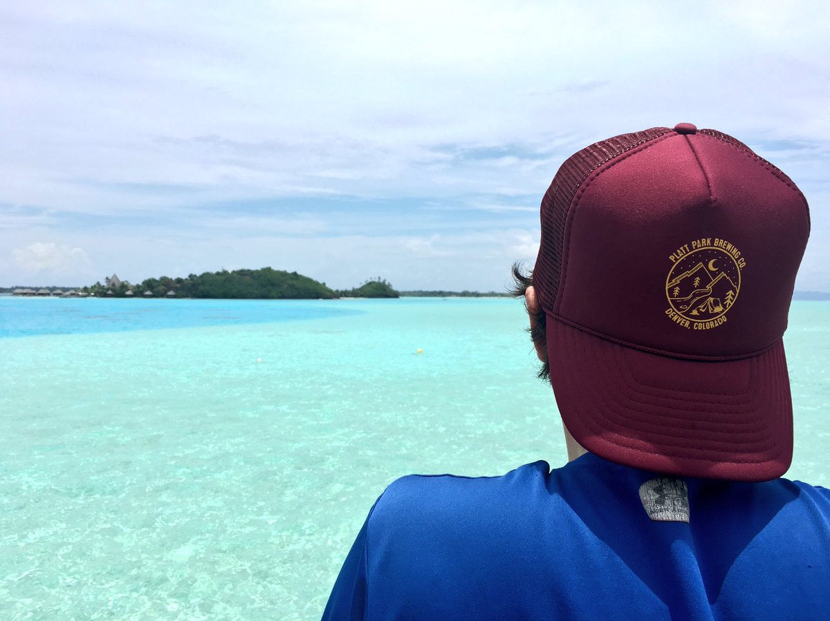 Repping our favorite brewery in our new favorite place! <a href="/plattparkbrew/">Platt Park Brewing</a> #borabora