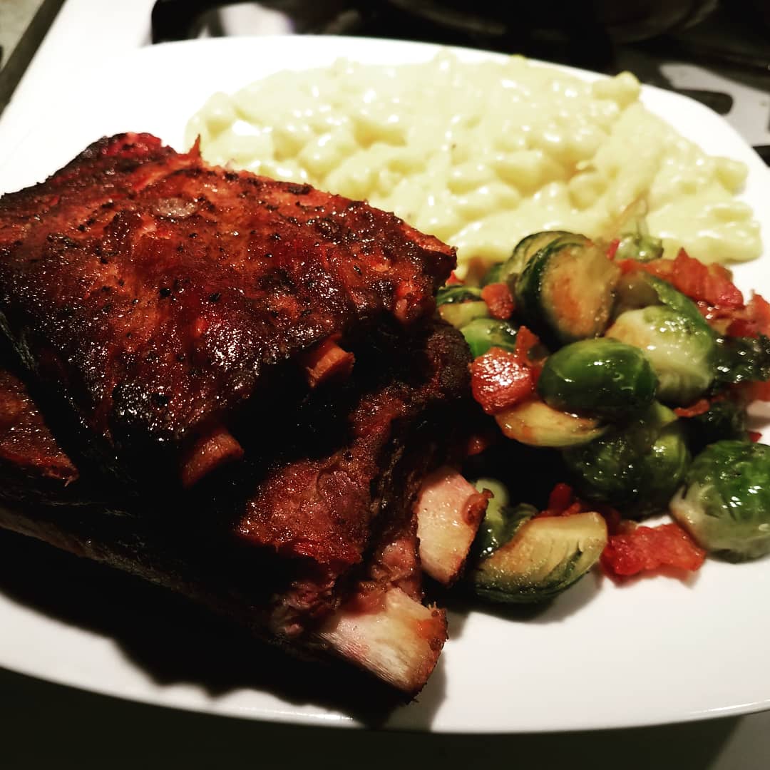 Chefofthenorth's tweet photo. @GordonRamsay chef what do you think about my cherrywood smoked bourbon ribs eith homemade Mac and bussel sprouts. Is this Michelin worthy? https://t.co/GQzedzwqPk