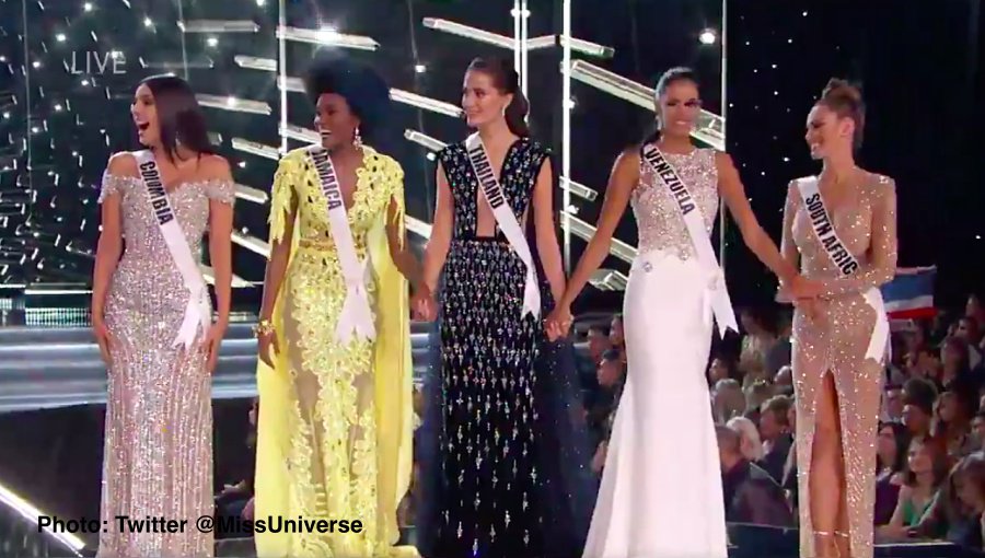 ThaiPBSWorld's tweet photo. Thailand's Maria Poonlertlarp reaches the Final Five. #MissUniverse #Thailand https://t.co/Uqh8DhrseC