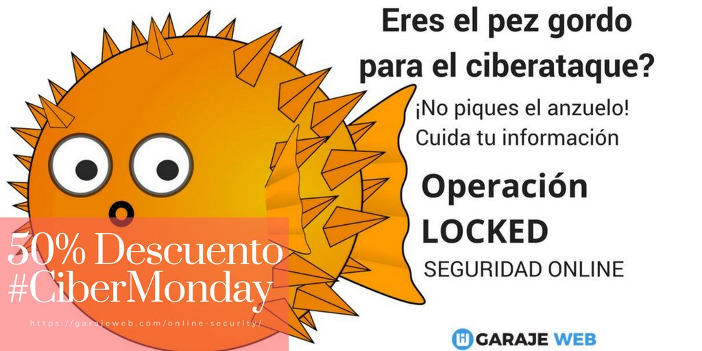 GarajeWeb's tweet photo. 50% #DESCUENTO #CIBERMONDAY
Cuida tu información
“Operación Locked- Seguridad Online"
https://t.co/cOcc0KNMzb
#LockedGW #SeguridadOnline #GarajeWeb #SeguridadDigital https://t.co/1IYXyVeFde