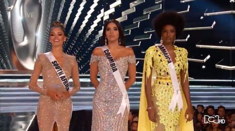 CanalRCN's tweet photo. #MissUniverso

Las tres finalistas tienen 45 segundos para dar la respuesta a la pregunta del jurado.
→https://t.co/ILvuNEhfDs 
#MissUniverse #Colombia #LauraGonzález https://t.co/WYU41jHYvd