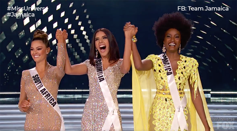 TeamJA876's tweet photo. #MissUniverse #Jamaica Davina Bennett 🇯🇲 makes top 3!!! https://t.co/waUpc2ENNh