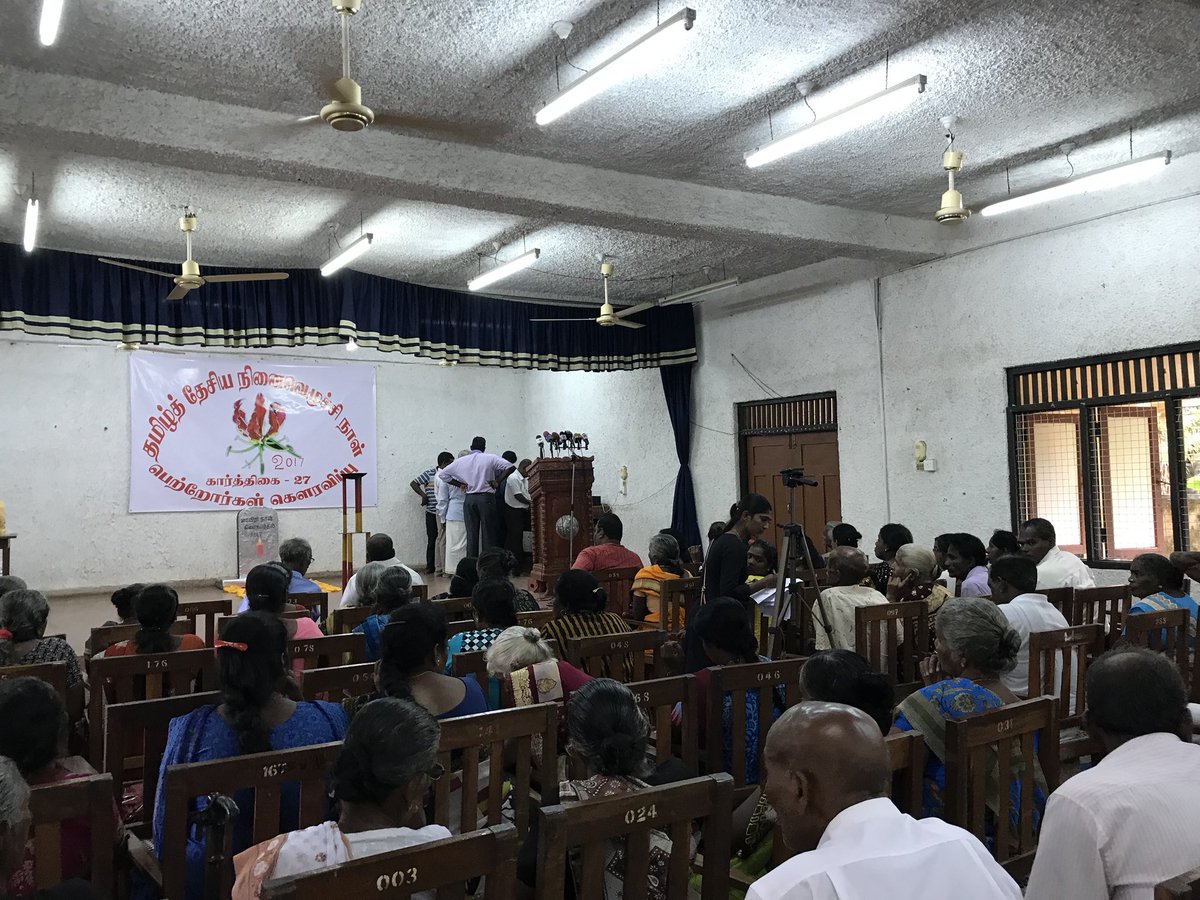 TamilGuardian's tweet photo. At Navalar Hall in #Jaffna, @TnpfOrg holds an event to pay tribute to the families of #Maaveerar. 

#MaaveerarNaal https://t.co/jme8Il2l61