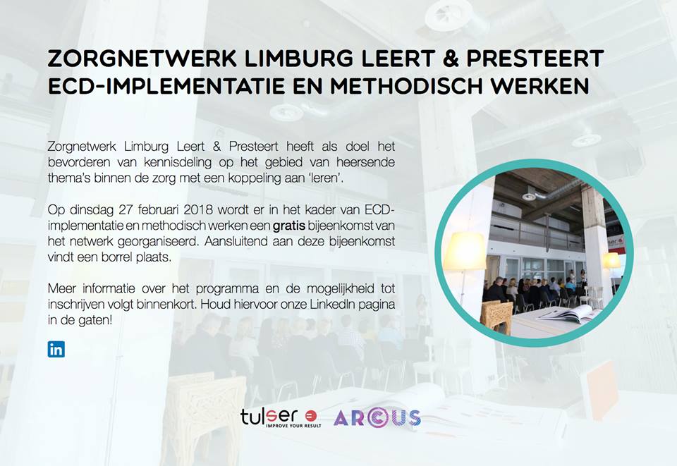 Tulser's tweet photo. Zorgnetwerk Limburg Leert en Presteert:
27 februari 2018 - ECD-implementatie en methodisch werken

Zet het alvast in uw agenda!
Het programma maken wij binnenkort bekend!

#SavetheDate #Zorgnetwerk #Leren #Presteren #Netwerk #Netwerken #ECD #ECDimplementatie #MethodischWerken https://t.co/murpJMwWT1