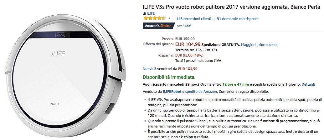 Bianco Perla ILife V3S Pro Aspirapolvere Robot 2017/ NUOVA VERSIONE