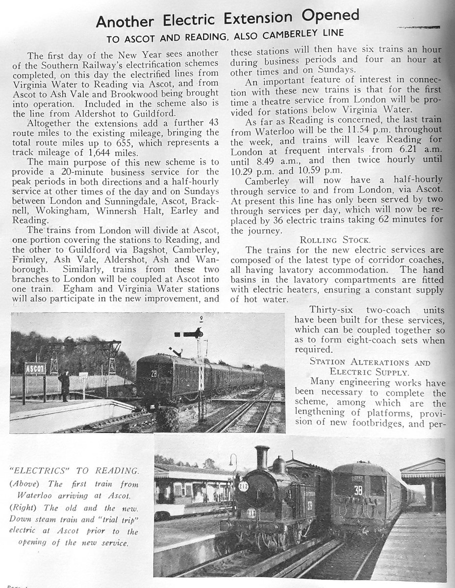 SunnySouthSam's tweet photo. More electrification, Southern was at the forefront of this development as #Ascot &amp; #Reading and the #Camberley line opens #SouthernElectric #SRMagazine https://t.co/7pvwq69JzT