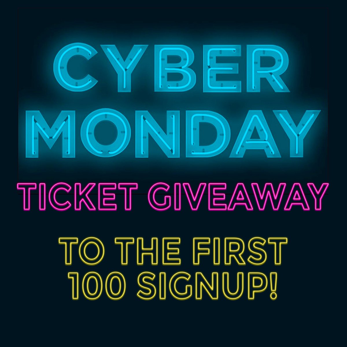 Venutec_Events's tweet photo. ATTENTION! Be one of the lucky 100 to get some free tickets! Promo ends at the end of Cyber Monday! Get your FREE Tickets here: https://t.co/Kv5FJp62dD https://t.co/WwLCidavKx