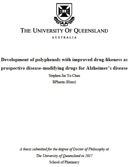 UQPharmacy's tweet photo. Congratulations Dr Stephen Chan! Awarded a PhD in Medicinal Chemistry for your research into polyphenolic food constituents and synthetic analogues as prospective new drugs for #Alzheimers disease. Read about some of Dr Chan's research here: https://t.co/MbA3CybjUK https://t.co/5engAUrHFI