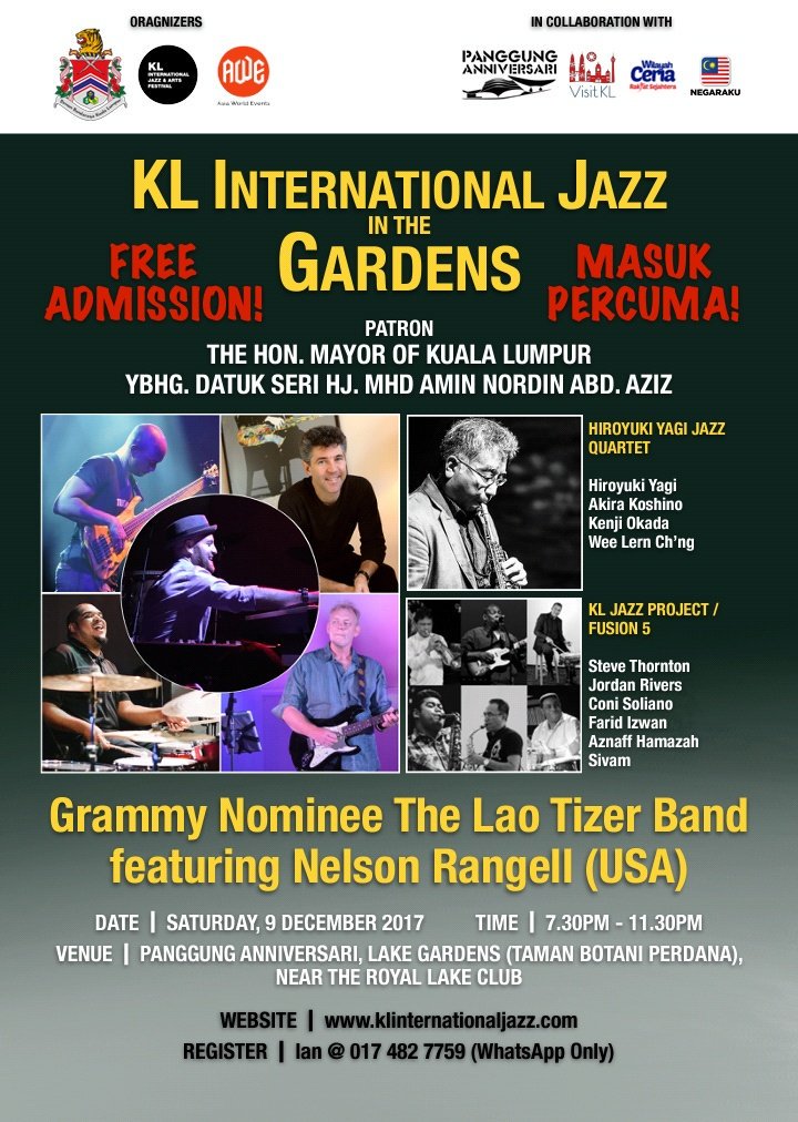 Open to all Jazz lovers! You are cordially invited to KL International Jazz in the Gardens on Saturday, 9 DEC 2017. 730PM-1130PM at Lake Gardens, KL. Free Admission but register first! Details: klinternationaljazz.com. #EdxEvents