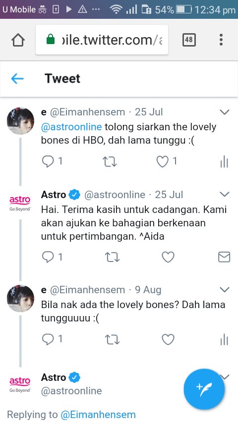 Eimanhensem's tweet photo. @astroonline Masalah saya ni besar sangat. Bila nak tayangkan the lovely bones?? Huhuhu :'(((((( https://t.co/xoAMhedYEu