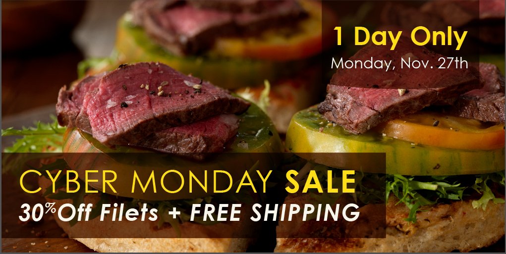 This #CyberMonday, #savings are just one click away! Get 30% on our filets plus FREE shipping! 1-Day Only, while supplies last. meyernaturalangus.com