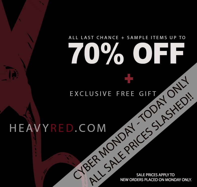Cyber Monday! ALL SALE PRICES SLASHED! TODAY ONLY!
heavyred.com/Last-Chance-s/… &amp;
heavyred.com/SampleSale2016…
+ Free Pandora's Treasure Bag w/ order of $175
#gothic #CyberMonday #CyberMondaydeals  #CyberMonday2017 #sale #Freegift #gothicclothing #gothicbeauty