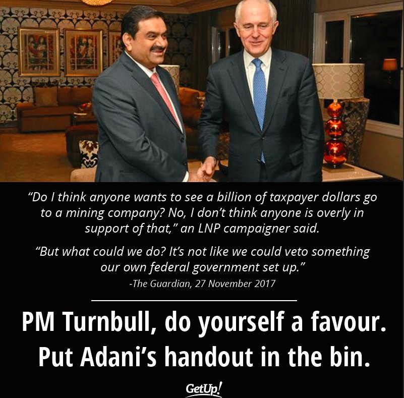 Even LNP campaigners know Adani's mine is poison. People punished the Queensland LNP for supporting Adani's $1B bailout. And they'll punish the federal government for it too.

<a href="/TurnbullMalcolm/">Malcolm Turnbull</a>, do yourself a favour and throw Adani's handout in the bin where it belongs. #StopAdani