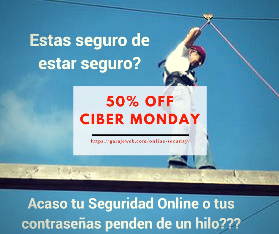 GarajeWeb's tweet photo. 50% #DESCUENTO #CIBERMONDAY
Estas seguro de estar seguro?
Cuida tu información
“Operación Locked- Seguridad Online"
https://t.co/cOcc0KNMzb
#LockedGW #SeguridadOnline #GarajeWeb #SeguridadDigital https://t.co/U8ENFqFxkq
