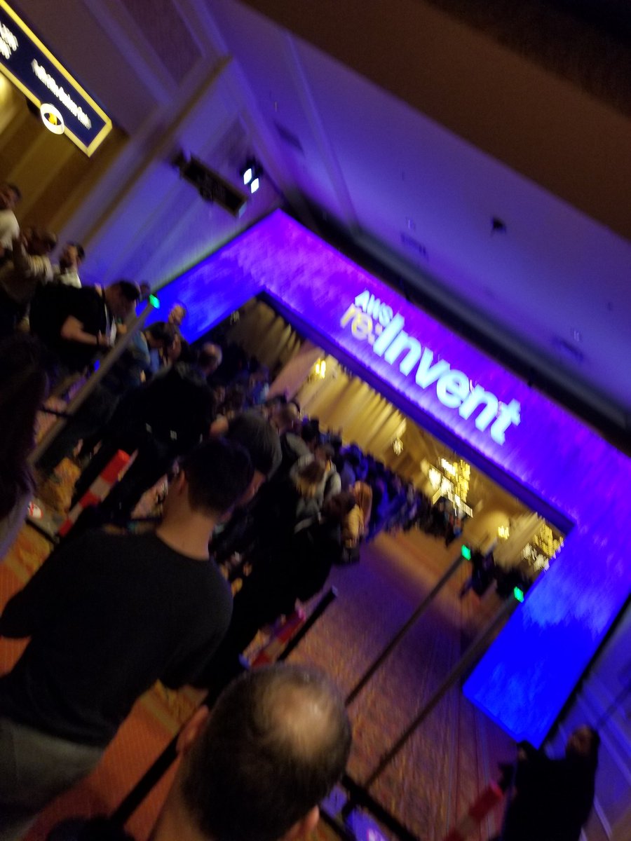 jothorp's tweet photo. #aws #reinvent #midnightmadness doesn't scale well already https://t.co/BFThadAZnq