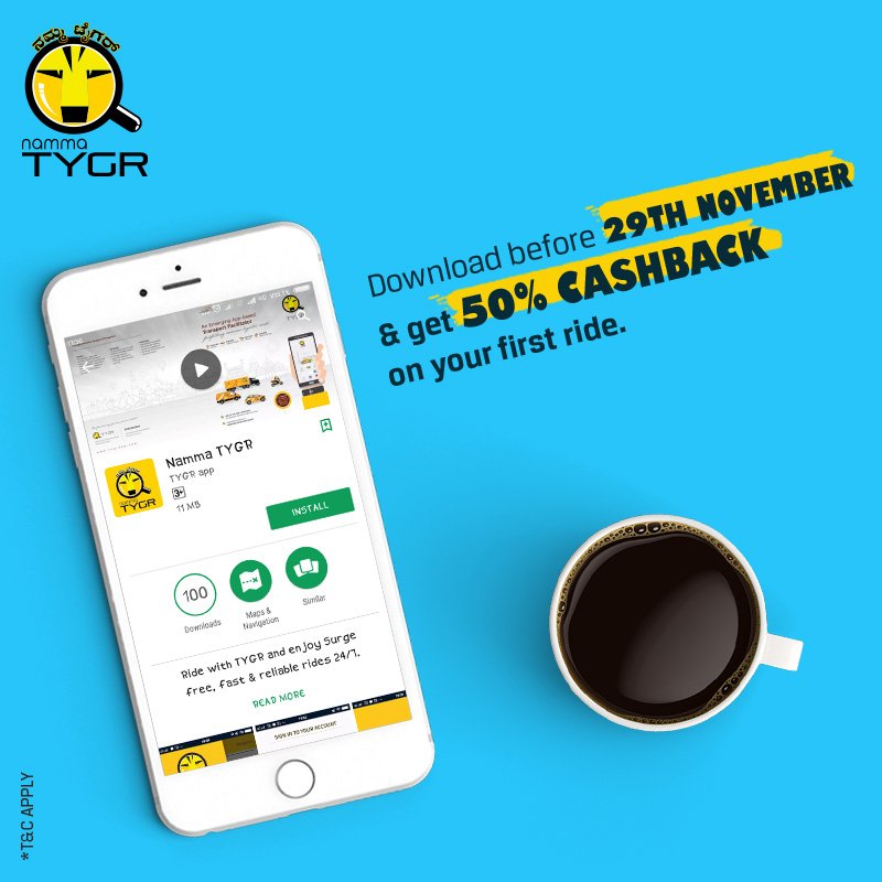 NammaTygr's tweet photo. Surge free rides are now just a click away! 
Namma Bengaluru, we are launching in your city on 29th November and we got something special for you. Available on google playstore. Download the app now https://t.co/xR0J8nY2cj
#NammaTygr #Bengaluru #SurgeFree https://t.co/Cdg2HjL5gG