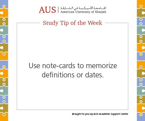 AUSharjah's tweet photo. #StudyTipoftheWeek from the #American #University of #Sharjah #Academic #Support #Center #Discover_AUS https://t.co/6fErIprFgq