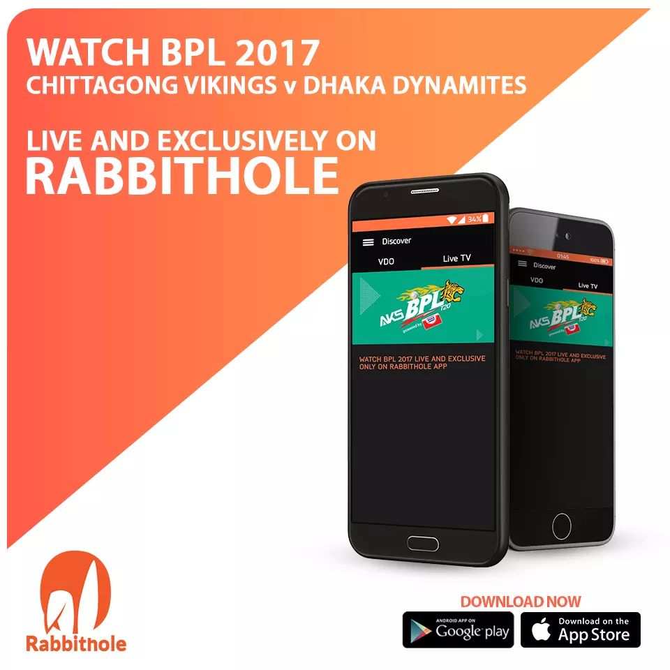 BCBtigers's tweet photo. Watch BPL2017, Chittagong Vikings v Dhaka Dynamites LIVE and EXCLUSIVE only on Rabbithole App 

To follow Live Score: https://t.co/Tpox9denPt

Download the app from the links below and hit the LIVE Button.
Android: https://t.co/gRrE3kJgYc
iOS: https://t.co/FfYlStljof https://t.co/gEOtvHLR7u