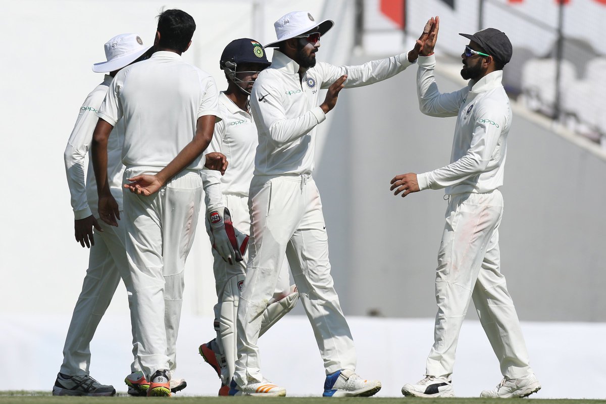 ICC's tweet photo. 7 wickets fall in the first session of Day 4 in Nagpur with India just 2 wickets away from a massive innings victory, still leading by 260 runs #INDvSL 

Scorecard: https://t.co/7xeY6qGkEZ https://t.co/K9eC2OalIz