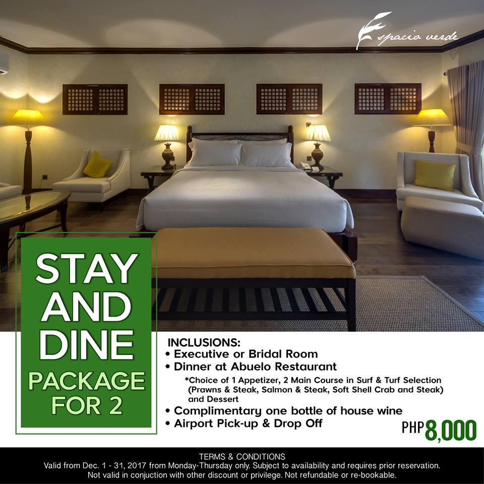 espacioverdeph's tweet photo. We have an indulging promo this December on our room accommodation at Espacio Verde Resort. #capiz #hotel #hotelph #travel #vacation #travelph #travelgram #hotelrooms #hotelpromo #hoteldeals #christmas #roxascity #philippines #whenincapiz #espacioverde https://t.co/3CU7xpdDIU