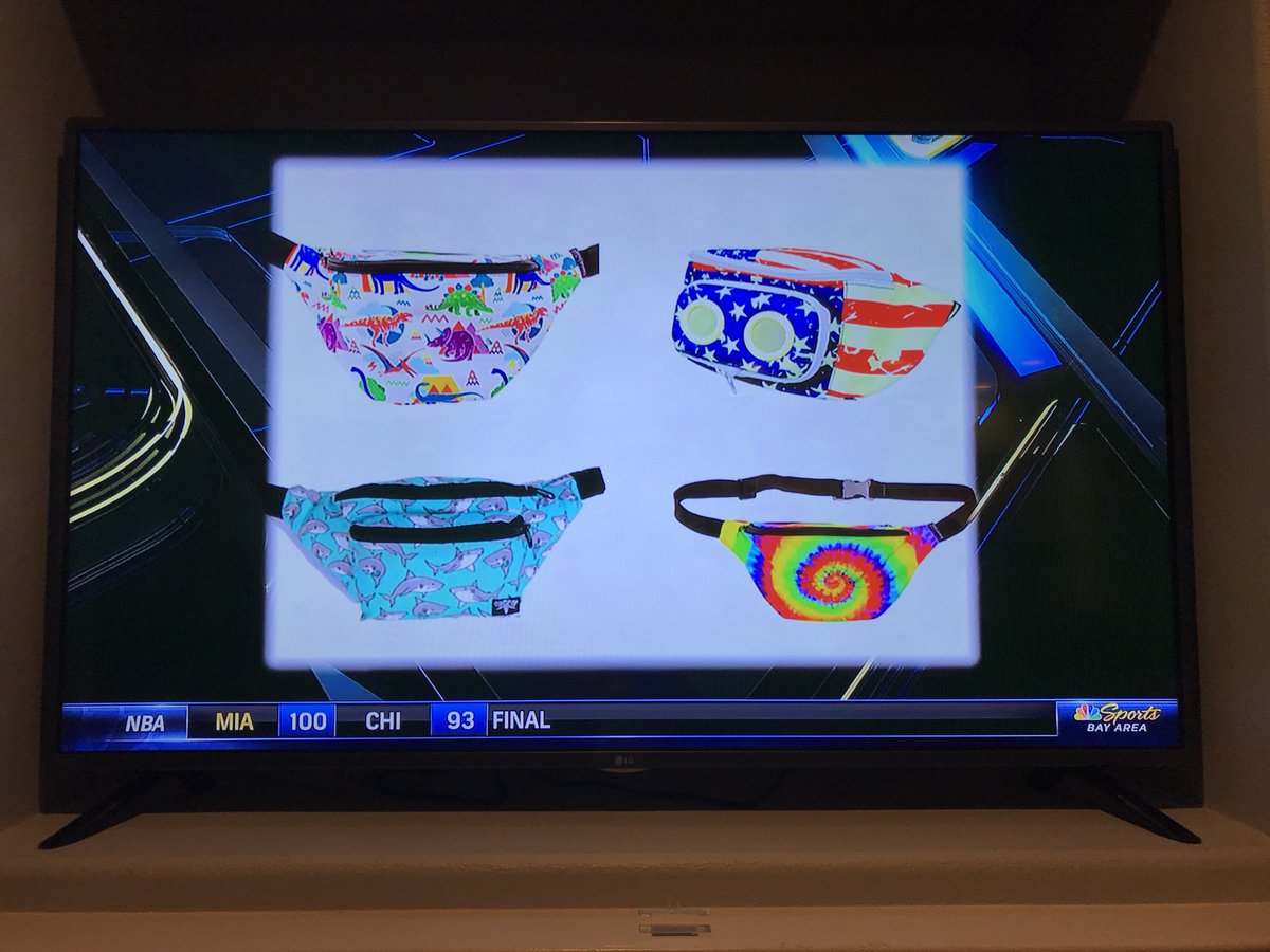 <a href="/serengetee/">Serengetee</a> being shown as suggestions for <a href="/StephenCurry30/">Stephen Curry</a> next fanny pack as part of the bet w/ @JaValeMcGee34 on <a href="/NBCSAuthentic/">NBC Sports Bay Area & CA</a>