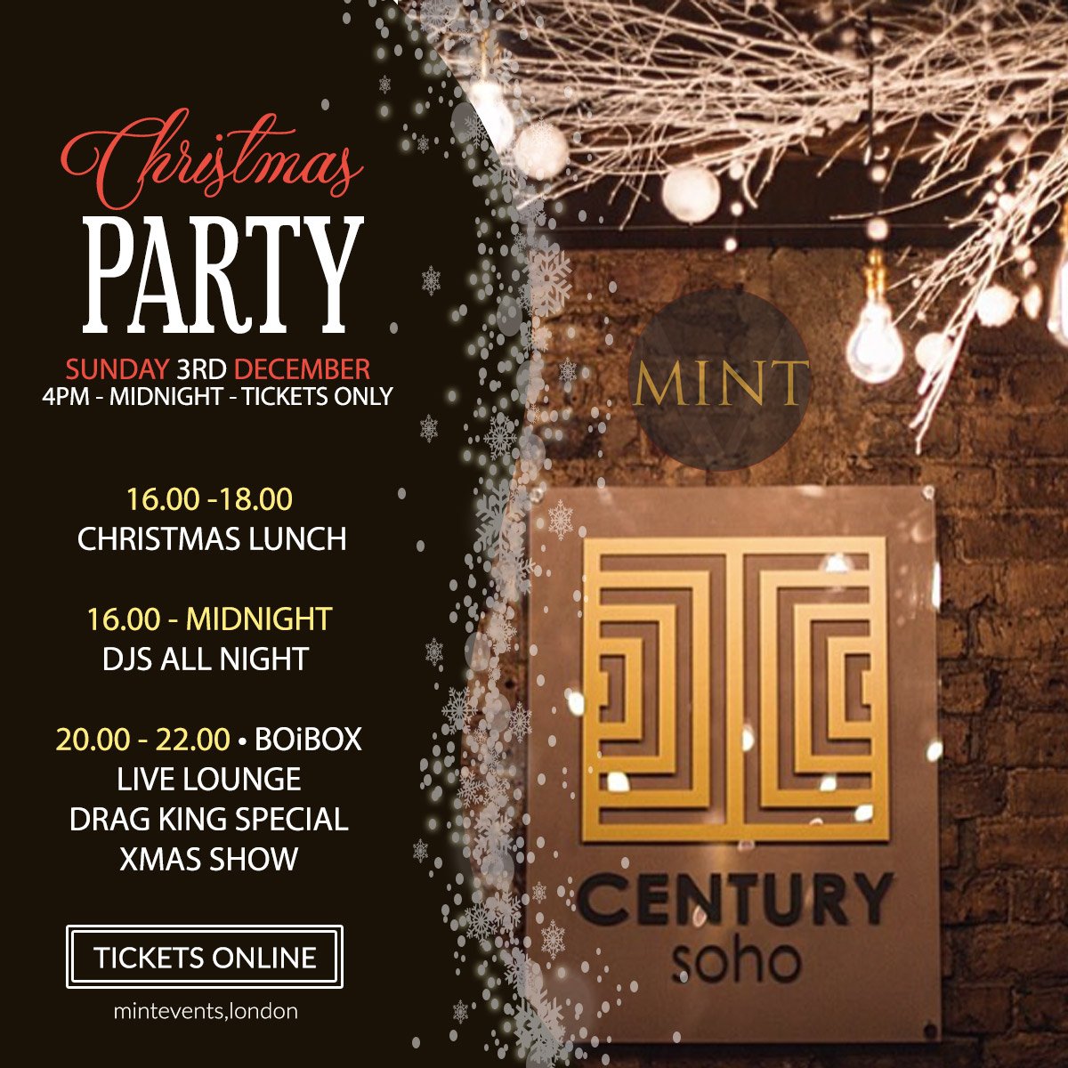 Kick off the festive season with Mint at @CenturySoho this Sunday! #lesbian #london #Christmas bit.ly/2A96AMp