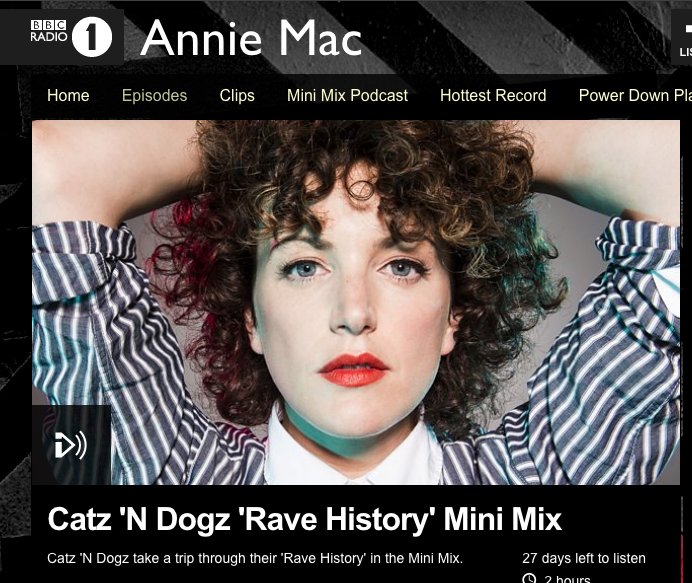 LISTEN! A HUGE thank you to @AnnieMac for letting @Catz_n_Dogz loose on the #MiniMix on Friday & for the 1st spin of their new single ‘Rave History’ on @PetsRecordings . Check out the show HERE bbc.co.uk/programmes/b09…