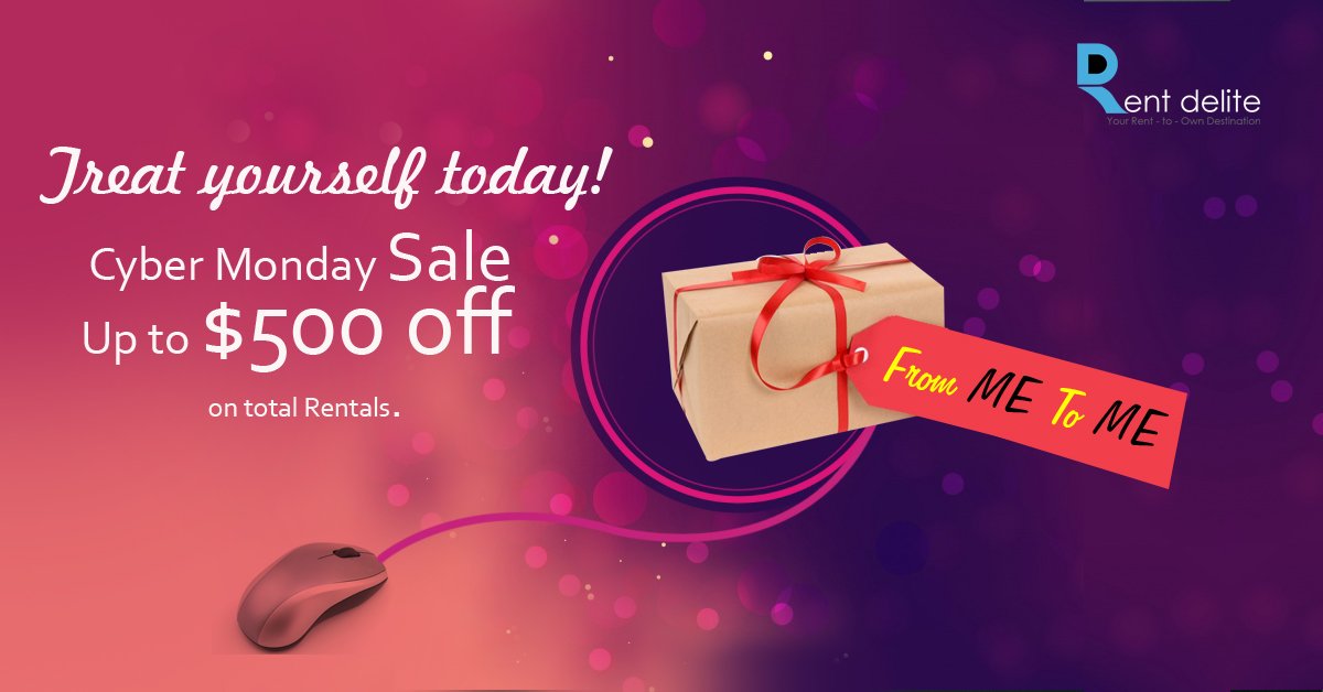 Cyber Monday Surprise Sale! Enjoy up to $500 off on total Rental. Hurry up ends tonight. Rent now @ goo.gl/1EnsZk 
#Rentdelite #Sale #Deals #Renttoown #CyberMonday