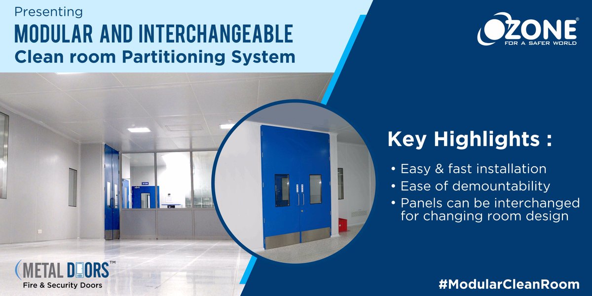 OzoneMetalDoors's tweet photo. Ozone Modular Cleanroom partitioning systems are designed &amp; fabricated as per ISO &amp; DIN standards. They are modular in nature hence the installation can be done faster &amp; cost-effectively. For details, email ccsafes@ozone-india.com or visit https://t.co/3SAnqyrUuL #CleanRoomDoors https://t.co/LdnM8BpJPg