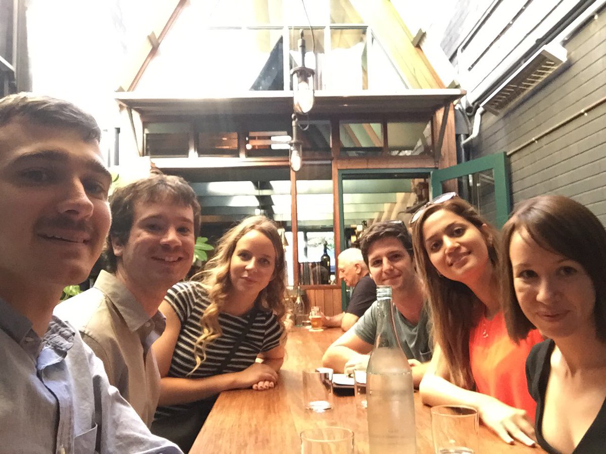 CherryAThompson's tweet photo. #APCCN celebrations at the Pink Moon Saloon in Adelaide with a great bunch of researchers and friends #nutsocaus @evan_williams92 https://t.co/Rlr34ee5rd