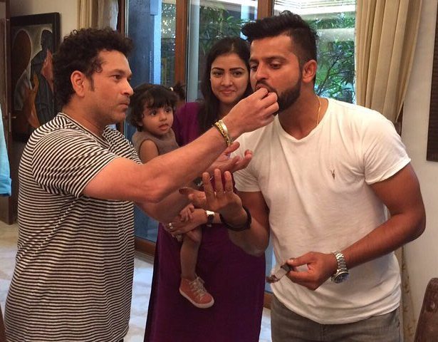 Happy Birthday Suresh Raina! Suresh Raina Celebrating his Birthday with Sachin Tendulkar! 