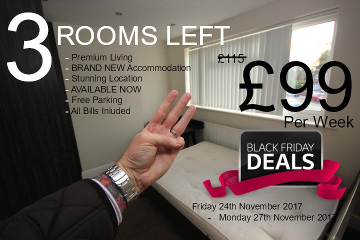 MCRRoomsForRent's tweet image. #MondayMotivation #LancashireDay #CyberMondaydeals 
We're extending our Black Friday Deal just for YOU! Call us TODAY on 07939030728 to arrange your exclusive viewing!