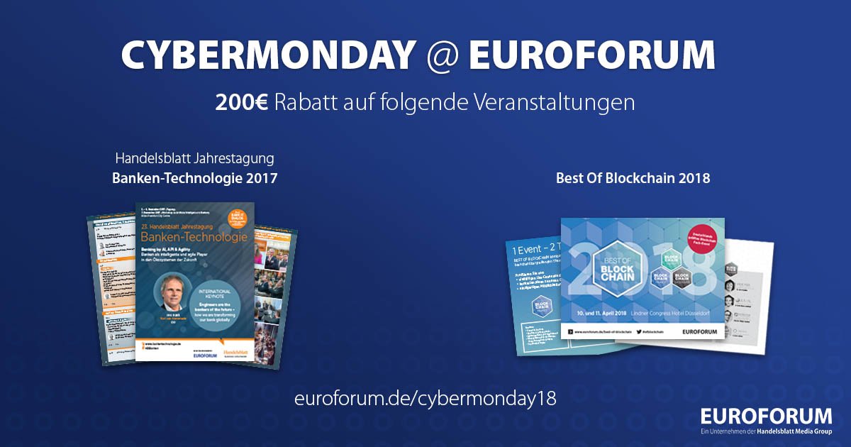 ITK_live's tweet photo. #Cybermonday für alle #Blockchain & #Tech im #Banking-Experten: 200€ Rabatt für #HBBanken & #efblockchain. https://t.co/aQlo8bC9Cl https://t.co/qHyqy7AKWT