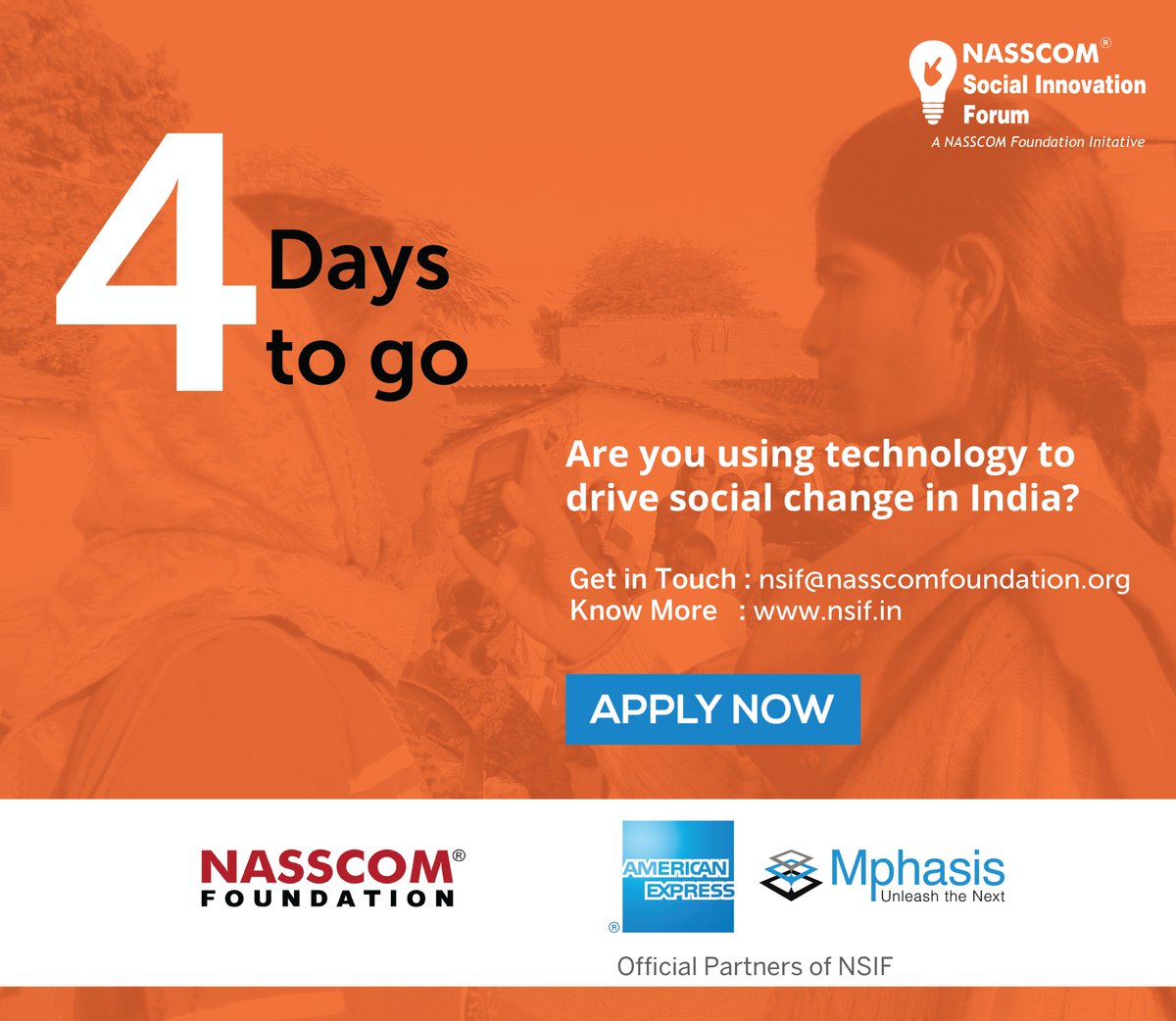 Divyapuri28's tweet photo. Have you submitted your @NF_NSIF app yet? Any #ICT solution creating #Social #change must apply! #Win #grants &amp; #mentoring by the best! #Scale up! details on nsif.in #4days @NASSCOMfdn @INDIACSR @dasra @Acumen @Headstarters @SamhitaDotOrg @NewAgeStartups @ianetwork https://t.co/8XAfaYhM19