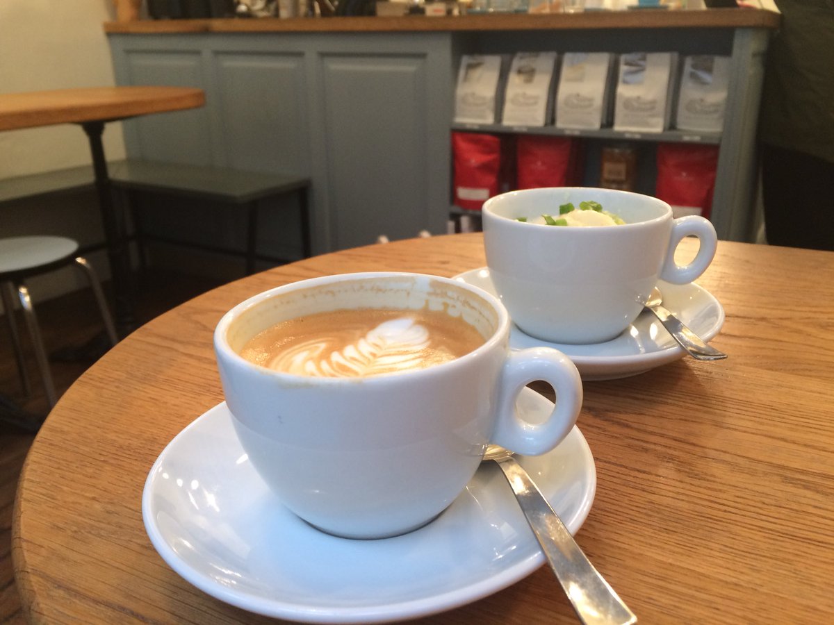 Gill_EC's tweet photo. EBA staff should be reassured that the hipster coffee scene is alive and well in Paris. Flat white and scrambled eggs served in a coffee cup. https://t.co/NoCnVFInCv