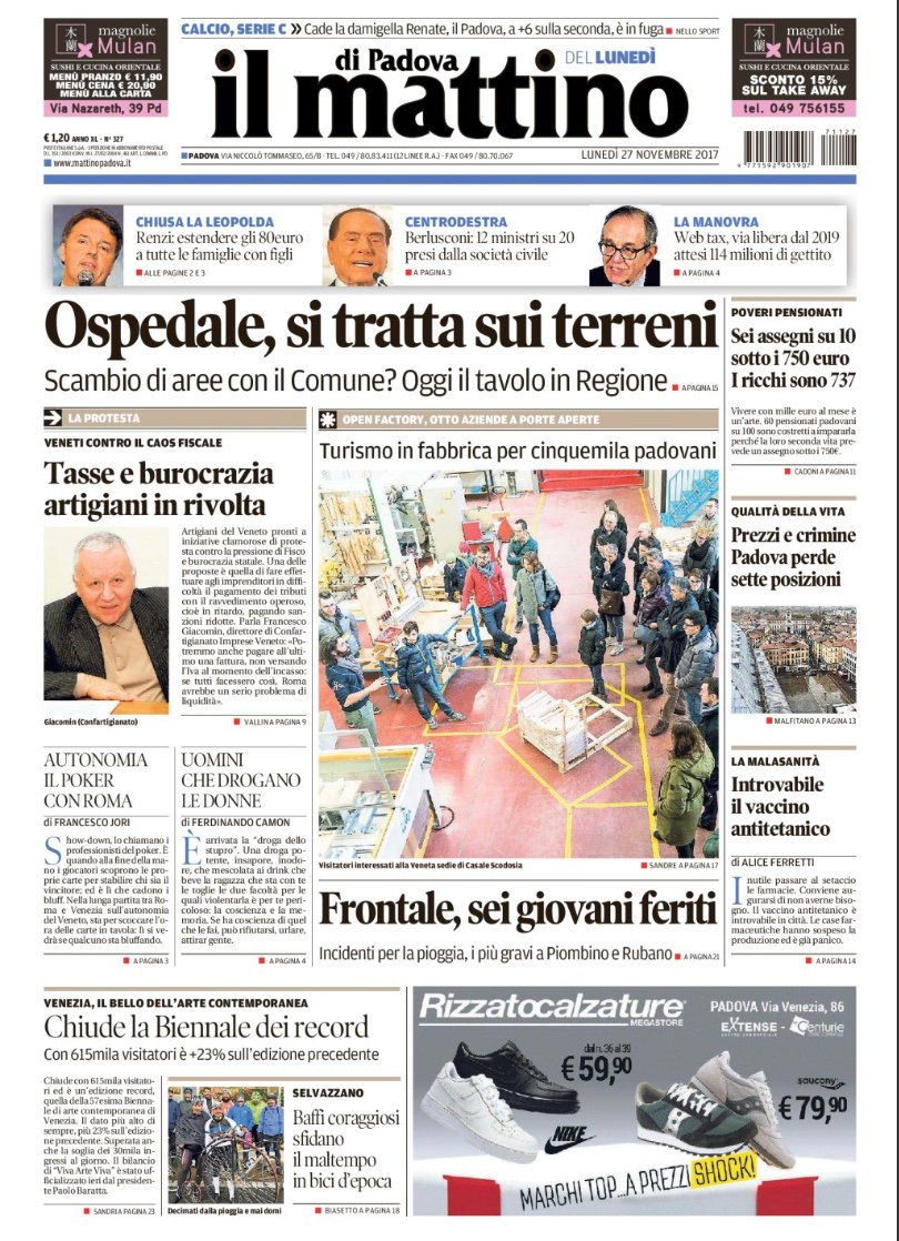 OpenFactoryIT's tweet photo. #OpenFactory17 a gonfie vele / "Legame più forte tra imprese e territorio: abbiamo creato la Biennale del fare" - Oggi su @mattinodipadova https://t.co/eoRyublZLQ