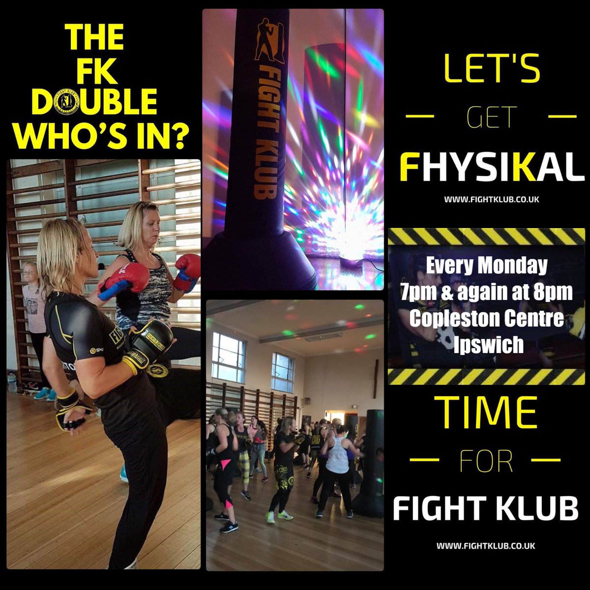 FightKlubIps's tweet photo. 💥🔊💥Fight Klub Mondays💥🔊💥
Every Monday 7pm and again at 8pm Copleston centre Ipswich book via https://t.co/lzYdickYCE 👊🏻💥Limited spaces so get booking💥👊🏻#fightklubipswich #fight_klub #fitnessipswich #8howmany https://t.co/vCX8OCDRNE