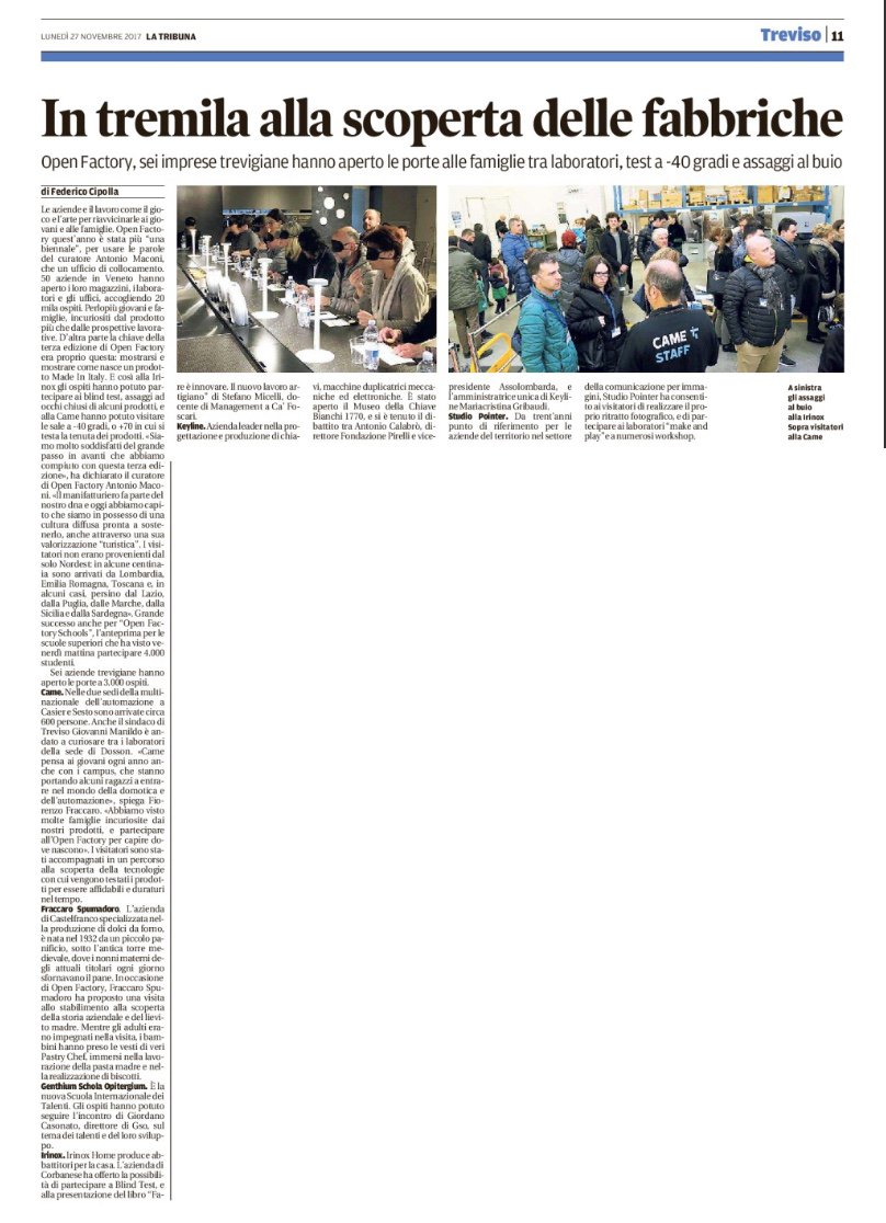 OpenFactoryIT's tweet photo. Alla scoperta delle fabbriche: #OpenFactory17, sei imprese trevigiane hanno aperto le porte / Oggi su @tribuna_treviso https://t.co/93QT7gl2tU