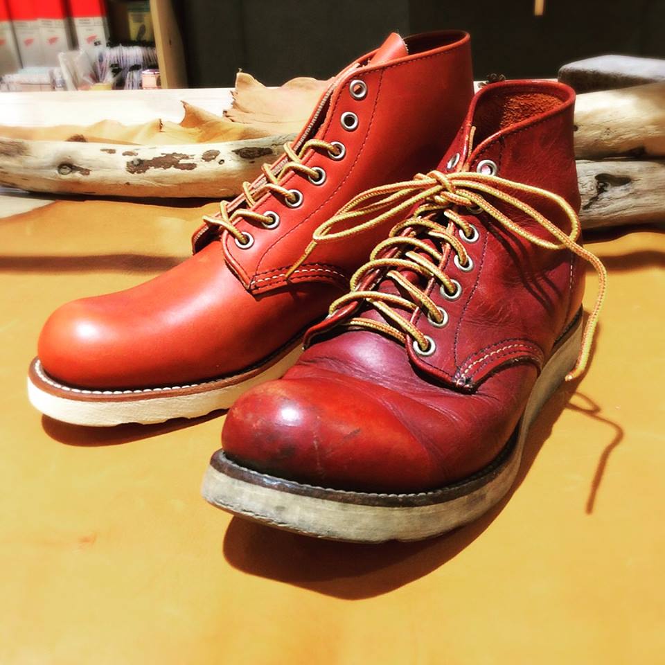 嵐38 本日は、スタッフが使用していた #REDWING のエイジングしたサンプルの